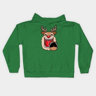 The laughing reindeer pointing at you Kids Hoodie